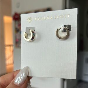 Kendra Scott Gold and Red Earrings Modern Hoop Design